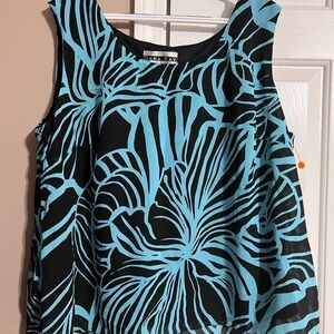 Dana Kay Women's Black and Light Blue Abstract Tank Top